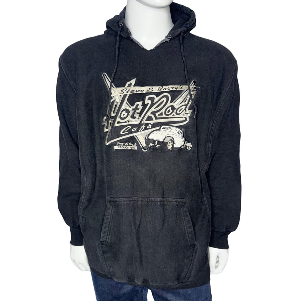 Vintage Steve & Barry's Hot Rod Cafe Car Hoodie‎ Sweatshirt MENS XL Pro STOCK